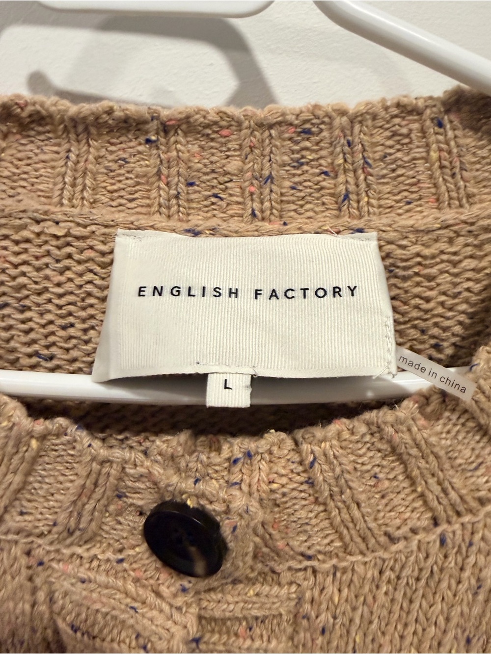 English Factory Tan Fair Isle Knit Cardigan Sweater - Picture 2 of 5